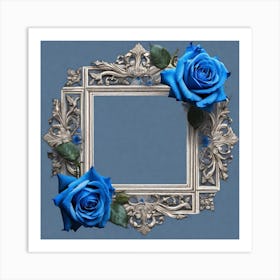 Frame With Blue Roses 1 Art Print