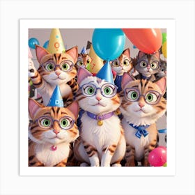 Birthday Cats Art Print