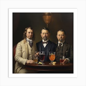 Three Men At A Table Art Print