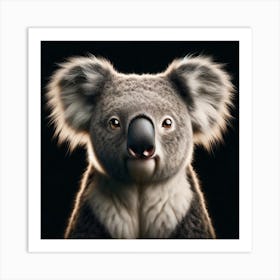 Koala portrait on black background 2 Art Print