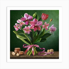 Orchids In A Vase Art Print