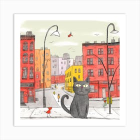 Cat On The Street Art Print