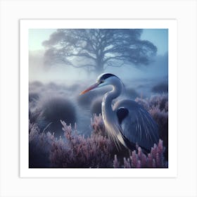 Heron In The Mist 2 Art Print