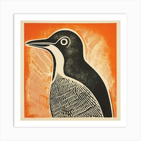Retro Bird Lithograph Penguin 2 Art Print