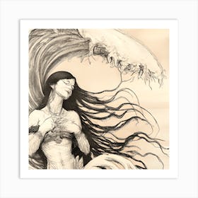 Breaking Waves Mermaid Art Print