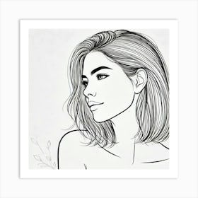 woman portrait drawing line art 6 Art Print