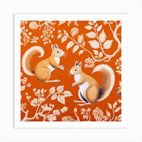 Fall Foliage Squirrel Square 3 Art Print