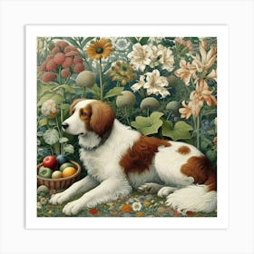 Easter Dog, william Morris art style Art Print