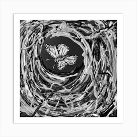 Butterfly 01 / Black & White / 30x30cm Art Print