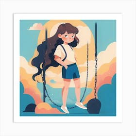 Girl On A Swing Art Print