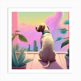 Dog Looking At The Sky Art Print