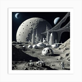 Space City On The Moon Art Print