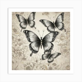 Butterflies And Flowers 17 Art Print