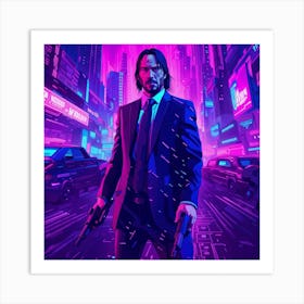 John Wick In A Future City Art Print