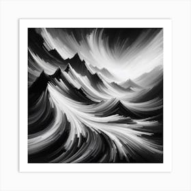 Waves In Black And White Art Print