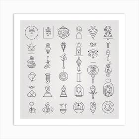 Line Icons Set Art Print