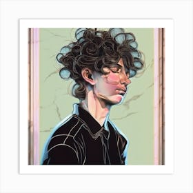 Man With Curly Hair Art Print