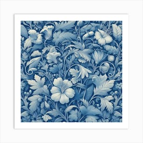 Blue And White Floral 1 Art Print