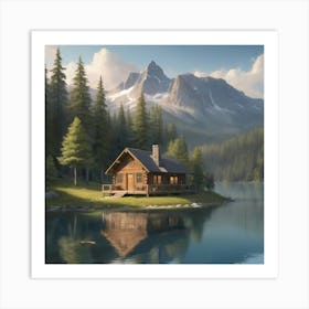 Cabin In The Mountains paintings art print 1 Art Print