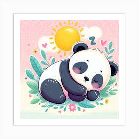 Cute Panda Sleeping Art Print