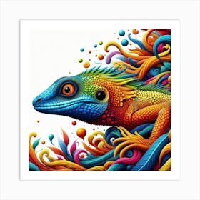 Rainbow Lizard 1/4 (scales gecko colourful cute pet dragon tropical exotic) Art Print