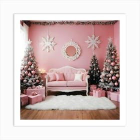 Pink Christmas Room 5 Art Print