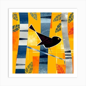 Blackbird on Branch Art Print