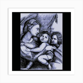 Madonna with Baby Jesus and Baby Saint John: Graphic taken from Raphael Art Print