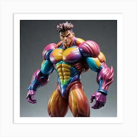 A Giant Colorful Muscular Boy Figurine Rendered In The Distinctive Style Of Toonami The Figurine Is 2 Art Print