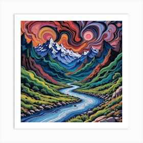 Psychedelic river 1 Art Print