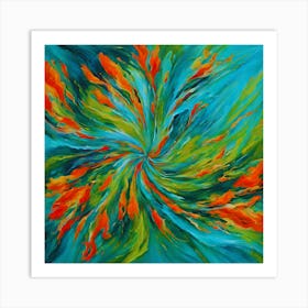 Vibrant Floral Whirlwind Abstract Painting Art Print