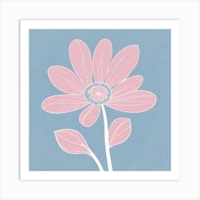 A White And Pink Flower In Minimalist Style Square Composition 381 Art Print