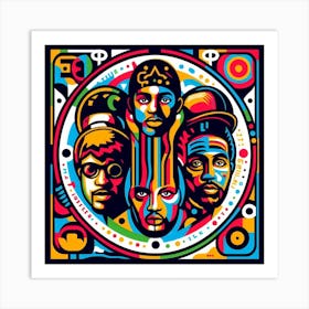 A Tribe Called Quest Art: This artwork is inspired by the influential hip hop group A Tribe Called Quest, who are known for their innovative and socially conscious music. The artwork shows a collage of the group’s members and album covers, as well as some of their iconic lyrics and messages. The artwork also uses a bright and colorful palette, reflecting the group’s upbeat and positive vibe. This artwork is perfect for fans of A Tribe Called Quest or hip hop culture, and it can be placed in a kitchen, dining room, or lounge. 1 Art Print