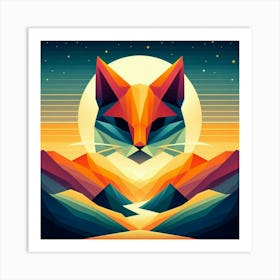 Peppercorn Low Poly Cat Art Print