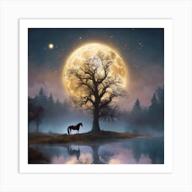 Full Moon In The Forest Art Print