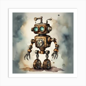 Steampunk Robot Art Print