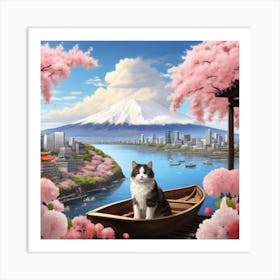 Cat On A Boat Art Print