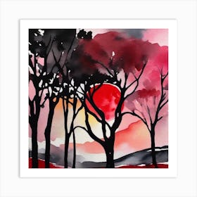 Sunset In The Trees Art Print