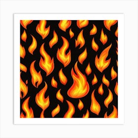 Flames On Black Background 25 Art Print