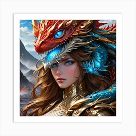Girl With A Dragon hjj Art Print