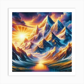 Sunrise In The Mountains 3 Art Print