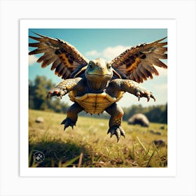 Tortoise Flapping His New Wings And Lifting Off Into The Sky (2) Art Print