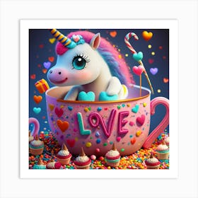 Unicorn In A Cup Art Print