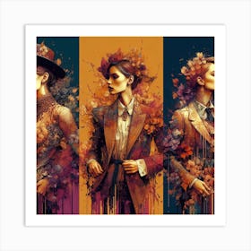 Three Women In Hats Art Print