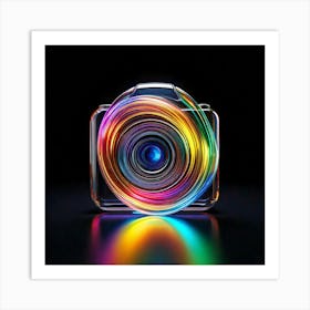 Firefly Camera, Icon, 3d, Abstract, Glass, High Resolution, Iridescent, Reflections, Light, Vibrant, (8) Art Print