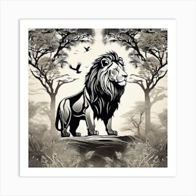 Lion In The Forest 12 Art Print