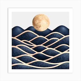 Moon And Waves 32 Art Print