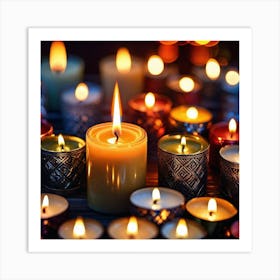 Candles On A Table 2 Art Print