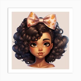 Afro Girl with bow in hair Art Print