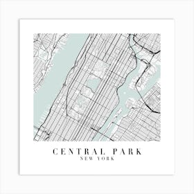 Central Park New York Street Map Minimal Color Square Art Print